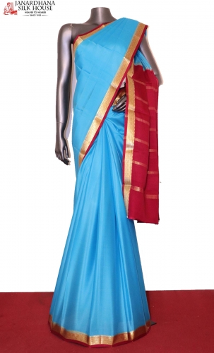 Contrast Classic Pure Mysore Crepe Silk Saree